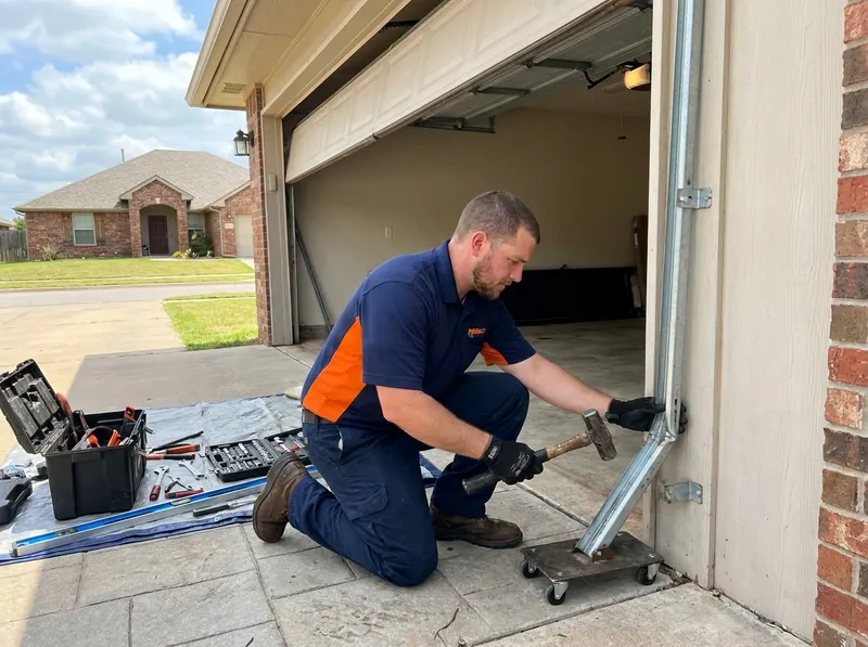 Bent Garage Door Track Repair in Mustang, OK
